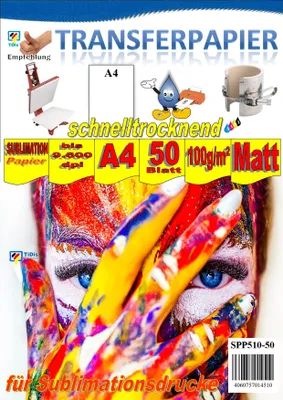Produktbild von GIC A4 Sublimationspapier: Transferpapier für Textilien und Feststoffe - 50 Blatt Packung -