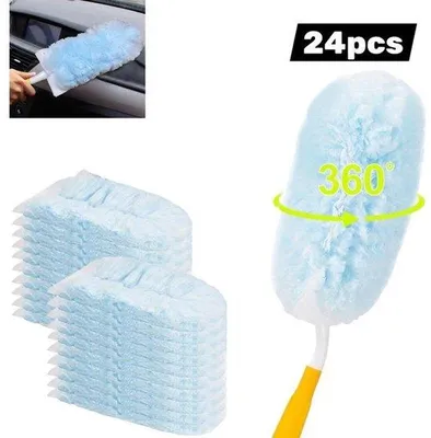Immagine prodotto di 24 panni in cotone intercambiabili + 1 manico corto, da utilizzare con aspirapolvere, aspirapolvere in microfibra e scopa, per rimuovere polvere e peli di animali.
