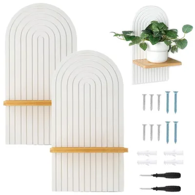 Produktbild von Holz Wandregal Boho Dekoration für Pflanzen und Fotos