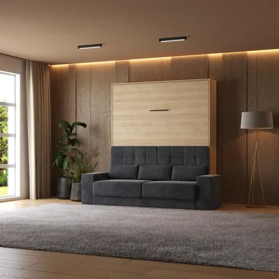 Obrázek produktu pro Murphyho postel s antracitem SOFA M1 160x200 Vertical Kaiserberg dub