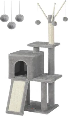 Productafbeelding van Meerlaags kattenhuis, stevige houten kattenboom met sisal