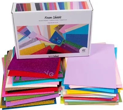 Produktbild von Creativ Company Schaumstoffplatten, A4, Blatt 210x297 cm, verschiedene Farben, 40 Blatt 1 Karton