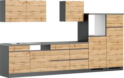 Produktbild von Held Möbel Küchenzeile ohne Geräte PISA 360 cm wildeiche matt zerlegt Variante reversibel 1124.6310