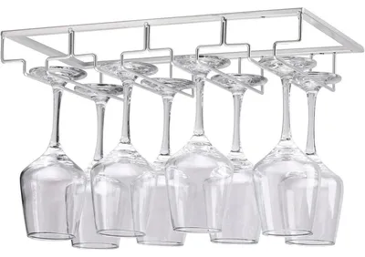 Produktbild von Weinglashalter Unterbau 4-reihig Silber Metall für Küche Bar