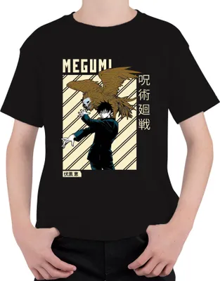Obrázek produktu pro MEGUMI Jujutsu Kaisen 呪術廻戦 Fushiguro Shikigami Anime Aesthetics Uni dětské tričko, černá, 152 cm