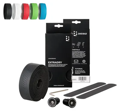 Produktbild von Fahrrad Lenkerband Extra Dry selbstklebend inkl. Alu Lenkerstopfen, Farbe:Schwarz
