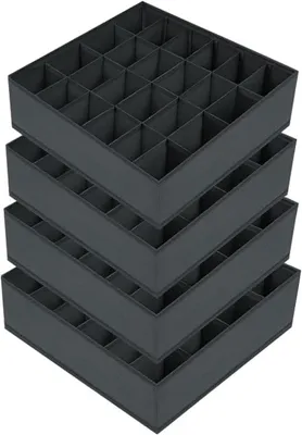 Produktbild von Joyoldelf Aufbewahrungsboxen für Socken und Unterwäsche – Set mit 4 Stück – 24 Fächer – Faltbox – Schubladenteiler – Schubladenorganizer