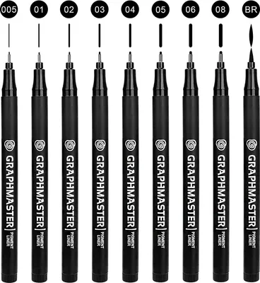 Produktbild von Stifte, 9 Kalligraphie Stifte Set, Handlettering Stifte, Brush Pen - für Bullet Journal Zubehör, Sketchbook, Künstler Illustration, Tchnische Zeichnung (9 Fineliner)