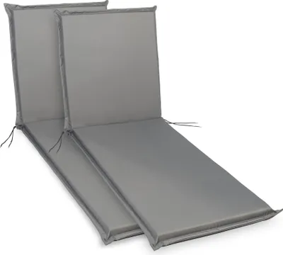 Produktbild von sunnypillow 2 Stück Liegenauflagen 190 x 60 Auflage Polster für Gartenmöbel extra dick 9cm waschbar wasserdicht Polsterauflagen für Gartenliege Sonnenliege Liegestuhl Kissen Grau