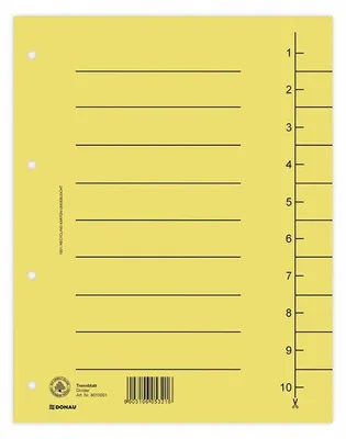 Produktbild von Donau Register A4 1-10 Gelb Karton