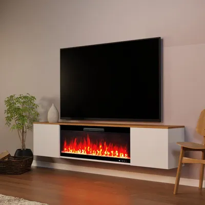 Produktbild von Glow Fire Sideboard mit Kamin 'Core 106'| Sideboard mit Elektrokamin in weiss mit Heizung (1500 W) | HxBxT: 41,6x200x31,9 cm