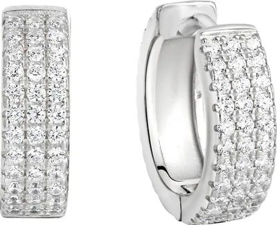 Produktbild von Zeeme Basic Ohrringe 925/- Sterling Silber 1,6cm weiß Zirkonia weiß 064210010