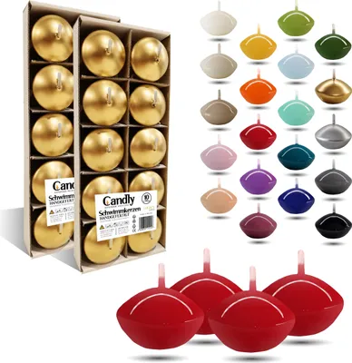Produktbild von CANDLY HANDMADE© 10x Schwimmkerzen Premium Ø 45mm | Valentinstag, Ostern, Weihnachten, Haus Dekoration, Candles, Kerzen für Damen (Rot)