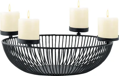 Produktbild von Adventskranz Semont, 33 cm, aus Metall, Schwarz, für Stumpenkerzen, für 4 Kerzen