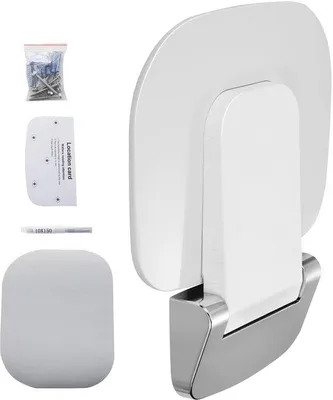 Imagen del producto de Silla de ducha plegable - Asiento de ducha de montaje en pared - Capacidad de carga: 204 kg - Dimensiones: 34,3 x 32,5 cm - Ahorra espacio - Ideal para personas mayores - Fabricada en plástico