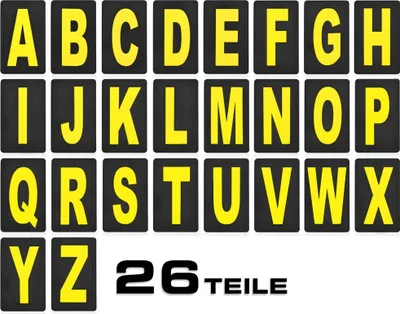 Produktbild von Buchstaben Set für Pitboard, Boxentafel, Infotafel, groß, neongelb