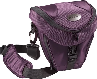 Produktbild von Mantona Colt Kameratasche - Universaltasche inkl. Schnellzugriff, Staubschutz, Tragegurt und Zubehörfach, geeignet für DSLM und DSLR Kameras, lila