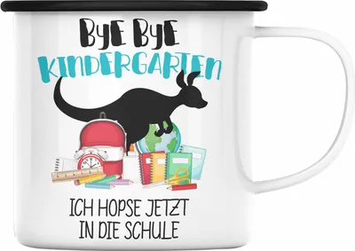 Produktbild von Trendation - Schulkind 2023Einschulung Mädchen Junge Geschenk Schultüte Emaille Tasse Schulstart 1. Schultag Schuleinführung Schulanfang Geschenkidee (Schwarz)