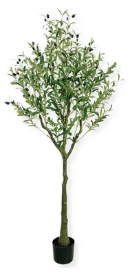 Produktbild von Buxibo Olivenbaum 1,5 Meter – 1080 Blätter – 60 Früchte – Kunstpflanze – Grün