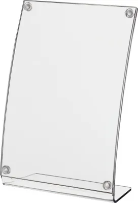 Produktbild von 5 Stück Vorteilspack L-Ständer MAGNETIC DIN A6 Hoch- und Querformat - Werbeaufsteller gebogen - optimaler Lesewinkel - Tischaufsteller aus Acryl - glasklar - Infoständer A6