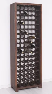 Produktbild von Casa Padrino Landhausstil Massivholz Weinschrank Braun / Schwarz 68 x 35 x H. 200 cm - Massivholz Weinregal im Landhausstil - Massivholz Bar Möbel - Landhausstil Bar Möbel