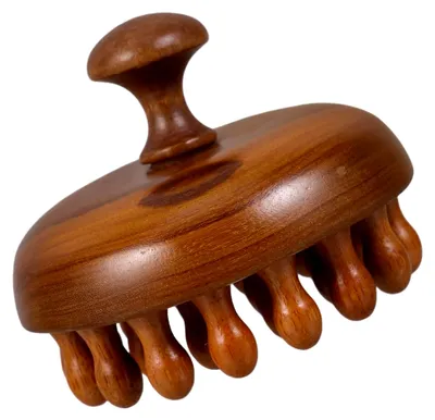 Produktbild von Ergonomischer Holz-Kopfhautmassagekamm mit breiten Zinken für Akupunkturpunkte und Haarpflege