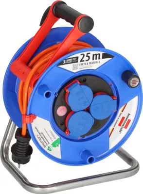 Produktbild von Brennenstuhl 1218740, Blau, Kunststoff, 3 AC-Ausgänge, Gerade, 25 m, IP44