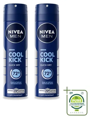 Image de 2 x Déodorant spray NIVEA MEN Cool Kick, 150 ml - Lot de 2