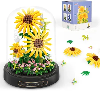 Produktbild von Blumenstrauß Baukasten 545PCS Bonsai Baum Sets mit Deckel Sonnenblume Bausteine