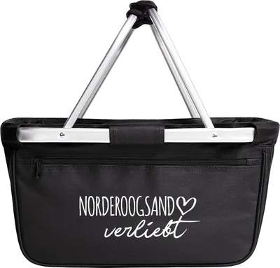 Produktbild von Huuraa Einkaufskorb Norderoogsand verliebt 20 Liter Black faltbarer Tragekorb Geschenkidee