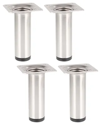 Produktbild von WAGNER Möbelbein CLASSIC 4tlg. Set - Ø 30 x 100 mm, Anschraubplatte 60 x 60 mm, Innengewinde Ø 10 mm, Edelstahl-Optik - 12111004