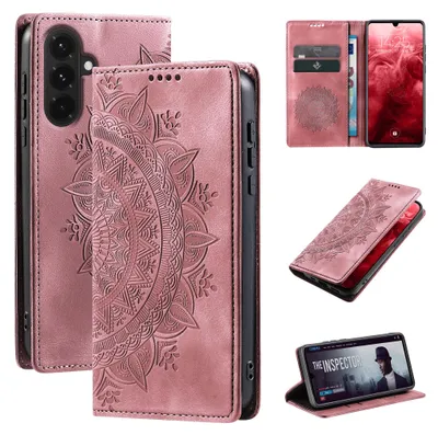 Produktbild von Mandala Handyhülle für Samsung Galaxy A18 / A18 5G RFID Schutz Klapphülle Case Cover Design Schutzhülle Farbe: Rosa
