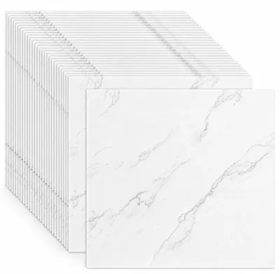 Obrázok produktu pre 20 kusov samolepiacich PVC dlaždíc, biela farba, rozmery 30 x 30 cm, vhodné do kúpeľne a kuchyne