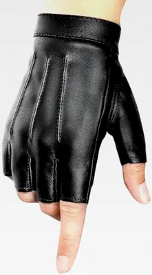 Produktbild von Fingerlose Lederhandschuhe, Rutschfeste Kunstleder Halbfingerhandschuhe, Schwarze Punkhandschuhe für Herren und Damen zum Fahren und Motorradfahren