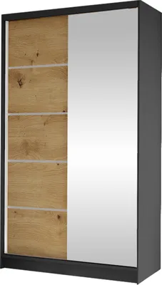 Produktbild von MIRJAN24 Schiebetürenschrank Diego III, Kleiderschrank, Stilvoll Schlafzimmer Garderobenschrank (Farbe: Schwarz / Artisan Eiche)