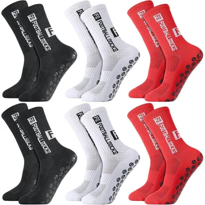 Immagine prodotto di Calzini sportivi, 6 paia, antiscivolo, adatti sia per uomo che per donna, taglie 39-46, colore: bianco, nero, rosso
