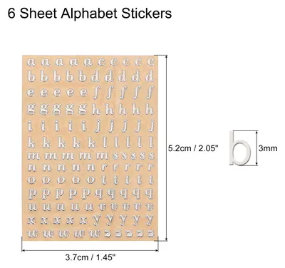 Produktbild von 6 Bl?tter Buchstaben Aufkleber, 3mm Stereo Selbstklebende Klein Buchstaben Sticker fš¹r Postfach,Schilder,Adressnummer,DIY Scrapbooking,Dekoration, Silber (130 Stš¹ck/Bl?tter)
