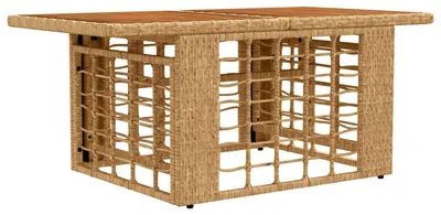 Zdjęcie produktu dla Stół ogrodowy vidaXL w kolorze naturalnym, 100 x 55 x 37 cm, z rattanu PE i szkła
