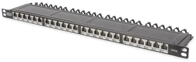 Produktbild von DIGITUS Patchpanel 0,5HE 24-Port Cat6a geschirmt schwarz