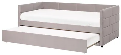 Produktbild von BELIANI Tagesbett Hellgrau Samtstoff mit Lattenrost 90 x 200 cm Ausziehbar Glamour Ausziehbett für 2 Personen Gästezimmer Kinderzimmer Jugendzimmer