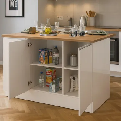 Produktbild von Dmora Kücheninsel Patrizio 155x90x90h cm Weiß, 3 Regale