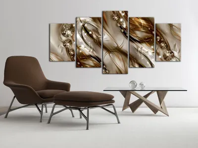 Image de Tableau acoustique Abstrakt 200 x 100 cm Tableaux Mousse acoustique Absorbeur acoustique haute performance Isolation acoustique Toile 5 pièces Tableau mural Acoustique intérieure Isolation acoustique a-A-0171-b-n