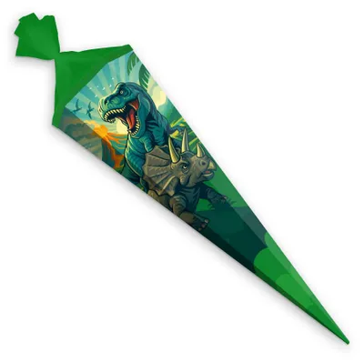 Produktbild von ITENGA Schultüte 85cm eckig Motiv Dinosaurier DINO WORLD Zuckertüte Tüllverschluss