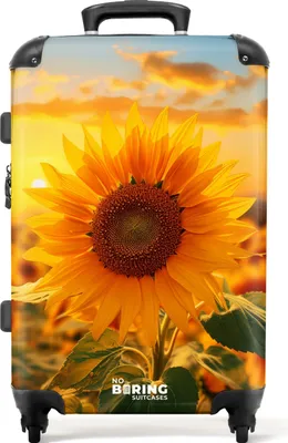 Produktbild von NoBoringSuitcases.com® Großer Koffer - Gelbe Sonnenblume bei Sonnenuntergang - Kombinationsschloss TSA - Hartschalen Trolley 4 Rollen - 72 liter - Reisekoffer - 66 cmKoffer Mittelgroß 67x43x25 cm, 72L,