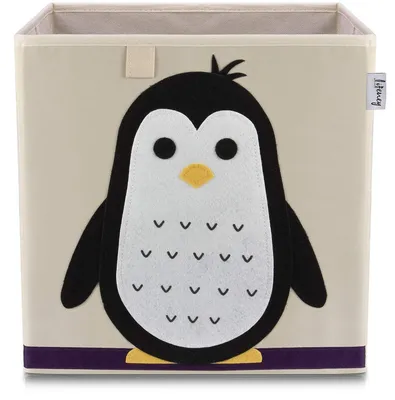 Image de Boîte de rangement Lifeney pour enfants I boîte de rangement pratique pour chaque chambre d'enfant I coffre à jouets pour enfants I jolie boîte à jouets I panier pour ranger les jouets des enfants (pingouins clairs)