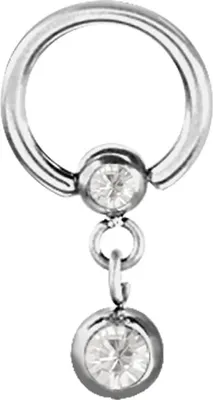 Produktbild von Titan G23 Intim BCR Piercing 2 Steine Kristalle 1,6x10mm 4/5mm Dangle- Weiss