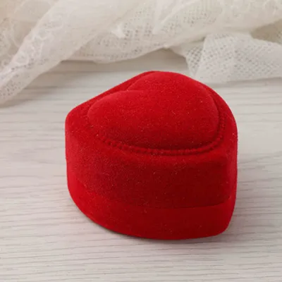 Produktbild von Ring-Aufbewahrungsbox, exquisite Beflockung, Herzform, Geschenk-Schmuck-Organizer für Verlobung