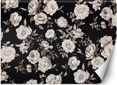 Produktbild von Vlies fototapete Schwarze und weiße Blumen 254x184 cm Feeby Grau inkl. Kleber einfache Montage