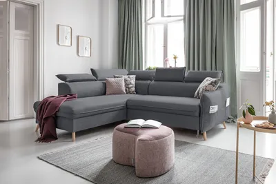 Produktbild von MIUFORM Sweet Harmony - Ecksofa mit Bettfunktion und Bettkasten L-FORM LINKS - 253x208cm - Grau - Sofa Schlafsofa Couch