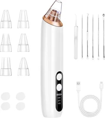Produktbild von Blackhead Remover Vacuum, Pore Cleaner, 3 Saugmodi, 6 Saugköpfe, Wiederaufladbar, für Zuhause
